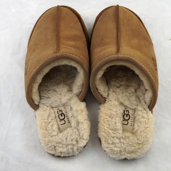 UGG Australia Scuffette Suede Shearling Slippers Chestnut Womens 5 - Picture 3 of 8